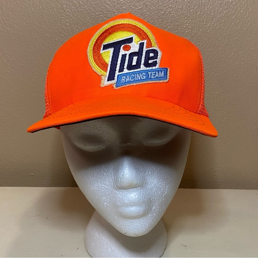 Vintage Tide Racing Team Nascar Trucker Hat Snapback Cap Made In USA Orange